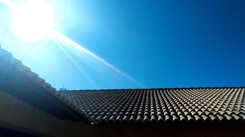 Sun shining on a roof