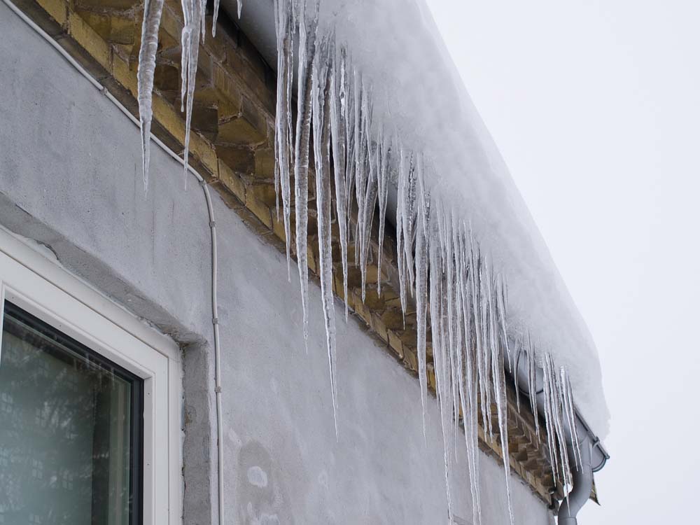 Icicles on a roof winter