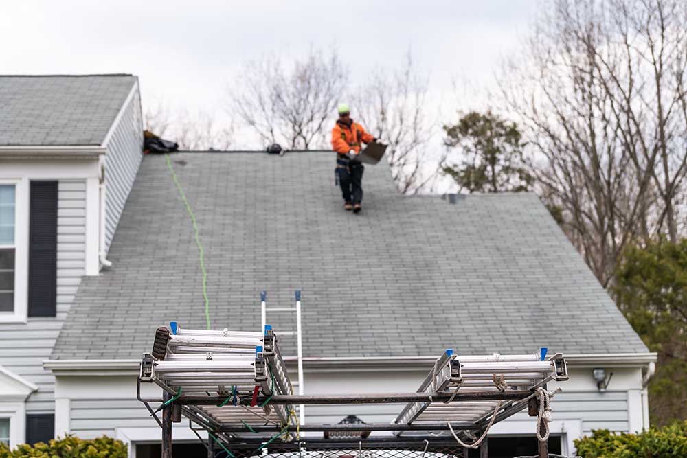 Roof maintenance underway